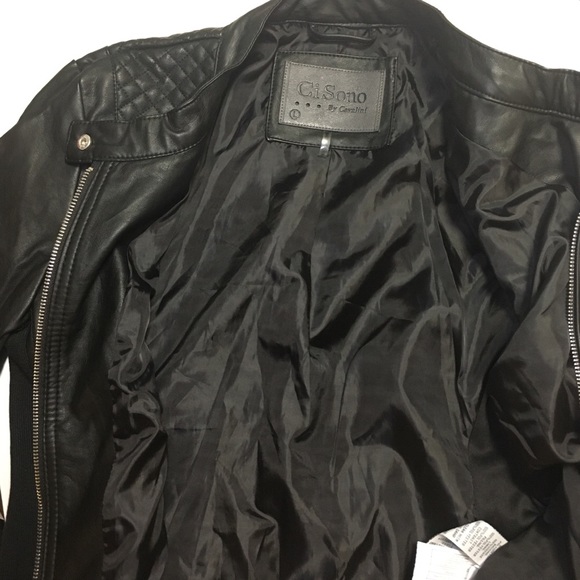 Ci Sono by Cavalini Black Vegan Leather Jacket L - Picture 6 of 8